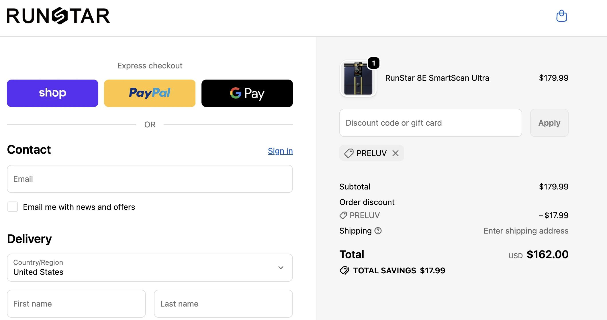 Use Discount Code PRELUV for 10% OFF Sitewide at runstar.com